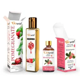 GoWoo 2 Pcs 10ml Natural Therapeutic Grade Cold Pressed Wintergreen Aroma Oil &a; 100ml Pomegranate Seed Carrier Oil Set, GWOC1317-P48+P184-picture-1