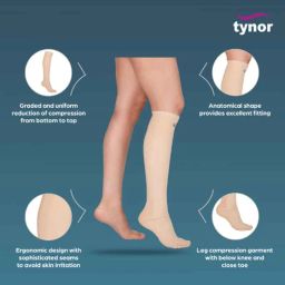 Tynor Compression Garment Leg Below Knee Closed Toe Support, I81DAI, Size: Extra Large (Wide) image 3