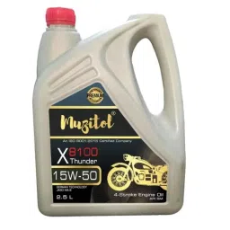 Muzitol X8100 Thunder 2.5 Litre 15W-50 4 Stroke Synthetic Engine Oil for Royal Enfield &a; Heavy Motorcycles (Pack of 4)-24