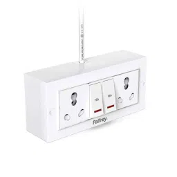 Palfrey 16A 2 Socket White Polycarbonate Electric Extension Board with 2 LED Indicator Switch &a; 8m Wire, 16168 IND-30