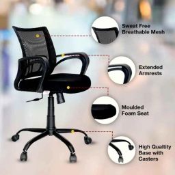 OOlive Zen OC30 Breathable Fabric Mesh Black Adjustable Height Ergonomic Office Chair with Back Support, OCZBLK0030 image 2