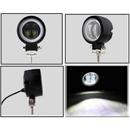AOW 3 Inch Round White Single Fog Light with Blue Halo Angel Eye Ring For Honda Dio Bs4 (Metal Body) 20w-11