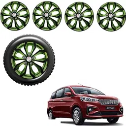 Auto Pearl 4 Pcs 15 inch Black &a; Green ABS Press Type Hubcap Wheel Cover Set with Retention Ring for Maruti Suzuki Ertiga2018-image-44