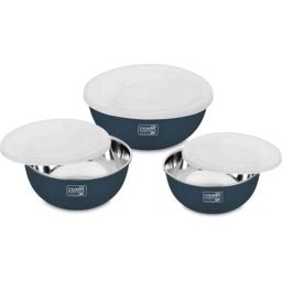 Classic Essentials CE-MSB-3 3 Pcs Stainless Steel Dark Blue &a; White Microwave Safe Microwave Safe Mixing Bowl Set (Pack of 3)-image-83