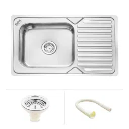 Ruhe 32x20x8 inch Stainless Steel 304 Glossy Finish Square Single Bowl Kitchen Sink with Drainboard, 13-0204-03-picture-48