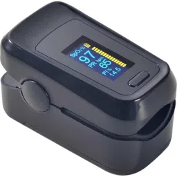 MCP 1.5V Black Finger Pulse Oximeter with Oxygen Saturation Monitor, OLED Display &a; 2 Pcs AAA Battery, M170-14