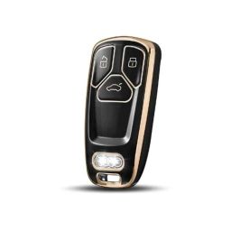 Flymaster Thermoplastic Polyurethane Black TPU Car Key Cover, BLACK-TPURKE-46-34