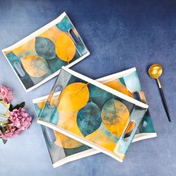 upc Melamine Multicolor Serving Tray, Set of 3 (Small, Medium and Large Size) Tray image 2