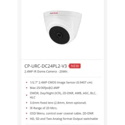 CP Plus CP-URC-DC24PL2-V3 2.4MP 20m IR Dome Camera image 5