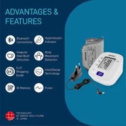 Omron HEM 7143T1A Digital Bluetooth Blood Pressure Monitor with Cuff Wrapping Guide &a; Intellisense Technology image 2
