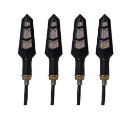 A4S 4 Pcs PVC &a; Plastic Amber Front &a; Rear LED Indicator Light Set for Bajaj Discover 125-48