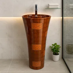 Premium Quality Pedestal Wash Basin| Stin Resistant| Luxury Damru Shaped Pedestal Wash Basin – Glossy Ceramic Finish| Pedestal Basin-image-56