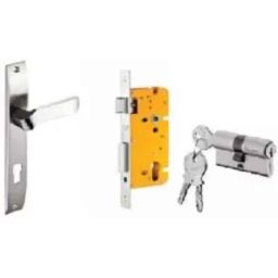 Dorset ML Series Hale 70mm Stainless Steel Silver Chrome Finish Door Handle Lock Set with Both Side Key Cylinder (Pack of 3)-picture-23