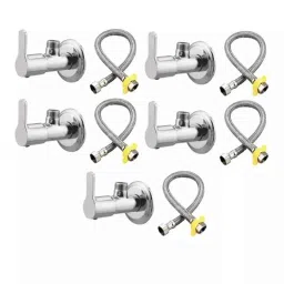 Fastgear 10 Pcs Stainless Steel Silver Chrome Finish Bathroom Faucet Set, FG1313-picture-3