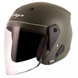 Vega Lark DX ABS Dull Battle Green Open Face Helmet, Size: Medium-picture-34