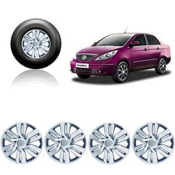 Auto Pearl 4 Pcs 15 inch Silver Wheel Cover Set for TATA Manza-36