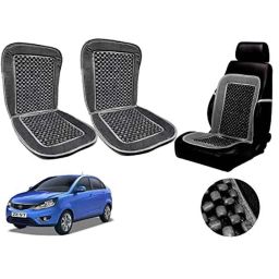 Auto Pearl PU, Velvet &a; Wooden Beads Grey Rectangular Seat Cushion for Tata Zest (Pack of 2 )-image-39