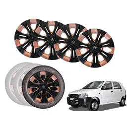 Auto Pearl 4 Pcs 12 inch Black &a; Copper ABS Press Type Hubcap Wheel Cover Set with Retention Ring for Maruti Suzuki Alto-image-77