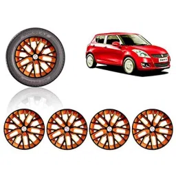 Auto Pearl 4 Pcs 14 inch ABS Black &a; Orange Press Type Fitting Car Wheel Cover Set for Maruti Swift T 3-7