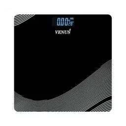 Venus 180kg Tempered Glass Black1 Electronic Digital Body Weight Machine with LCD Display, EPS-1898-19