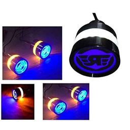 Meenu Arts World Handle Bar End Dual Led Bike Turn Signal Indicator Light (Blue) with Switch Universal for All Royal Enfield Models T-36-8