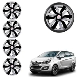 Auto Pearl 4 Pcs 15 inch ABS Black &a; Grey Idtech Reverse Car Hubcap Wheel Cover with Retention Ring Set for Marazzo 2019-40