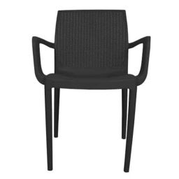 Diya Beeta Black Solid Back Plastic Chair with Arm-23