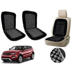 Auto Pearl PU, Velvet &a; Wooden Beads Black Rectangular Seat Cushion for Land Rover Range Rover Evoque (Pack of 2 )-26