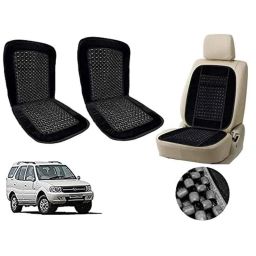 Auto Pearl PU, Velvet &a; Wooden Beads Black Rectangular Seat Cushion for Tata Safari Storme (Pack of 2 )-image-94