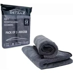 Detailz 40x40cm 800GSM Microfiber Grey Cleaning Cloth for Bike, Laptop &a; Car (Pack of 2)-image-40