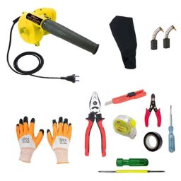 Hillgrove HGCM254M1 800W 18000rpm Electric Suction Dust Cleaner Air Blower, 7 Pcs Hand Tool Kit, Carbon Brushes &a; Gloves Combo, HGCM515-43