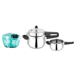 Atalso 3 &a; 2 Litre Stainless Steel Stainless Steel Handi Tri Ply Cooker &a; 450ml Chopper Combo (Pack of 3)-5