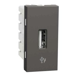 Schneider Electric Miluz Zeta 2.1A Polycarbonate &a; Polyamide 1 Module Warm grey USB Charger, MZUSBA1M_WG-34