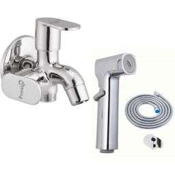 Prestige Ocean Brass Chrome Finish2 Way Bib Cock with Jazz Health Faucet-image-23