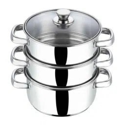 Vinod 18cm Stainless Steel 3 Tier Steamer Set, BSSH318 (Pack of 2)-image-31