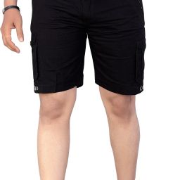 Solid Men Black Cargo Shorts-image-19
