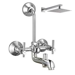ZAP Terrim Brass 3 In 1 Wall Mixer with Overhead Shower System Set &a; 125mm Long Bend Pipe-picture-48