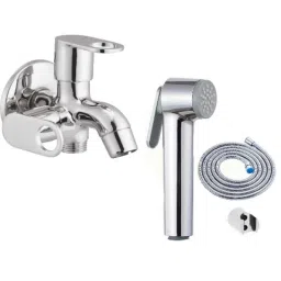 IRIS Prime Brass Chrome Finish 2 Way Bib Cock with Star Health Faucet-29