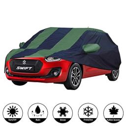 AllExtreme Sf7010 Car Body Cover For Maruti Suzuki Swift Custom Fit Dust Uv Heat Resistant For Indoor Outdoor Protection With Mirror Pockets (Navy Blue &a; green)-picture-10
