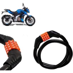 Auto Pearl Black &a; Orange 4 Digit Anti-Theft Combination Number Lock for Pulsar 250-picture-0