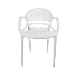 Diya Sunset White Solid Back Plastic Chair with Arm-12