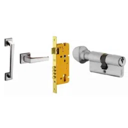 Dorset Beryl Stainless Steel Silver Chrome Finish Door Handle Lock Set for Left Hand Side (Pack of 2)-image-87