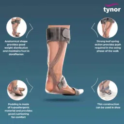 Tynor Polypropylene Right Foot Drop Splint, D17IBB, Size: Child image 3