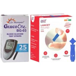 Dr. Morepen Bg-03 25 Pcs Strips With Poct 100 Lancet 25 Glucometer Strips Box-75