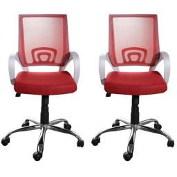 Regent Voom Net &a; Metal White &a; Red Chair with Modle Handle (Pack of 2)-94