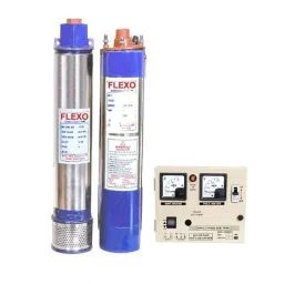 Flexo 1HP 4 inch Single Phase Oil Filled Borewell Submersible Pump with Control Panel, Total Head: 160 ft-8