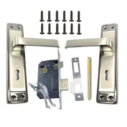 Generic 7 inch Steel Silver &a; Black Mortise Lock Set, LML6-S702MSB-image-41