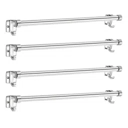 Aligarian 24 inch Stainless Steel &a; Glass Chrome Finish Wall Mounted Square Base Towel Rod (Pack of 4)-image-48