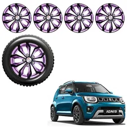 Auto Pearl 4 Pcs 15 inch Black Voilet ABS Press Type Hubcap Wheel Cover Set with Retention Ring for Maruti Suzuki Ignis2020-image-89