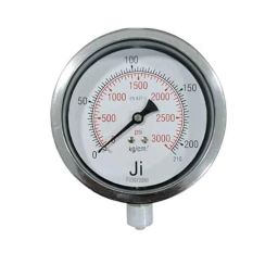 Japsin Instrumentation 3000 PSI 0 to 210 kg/cm2 Stainless Steel Dual Scale Analog Pressure Gauge, JI-EPG-1041-21